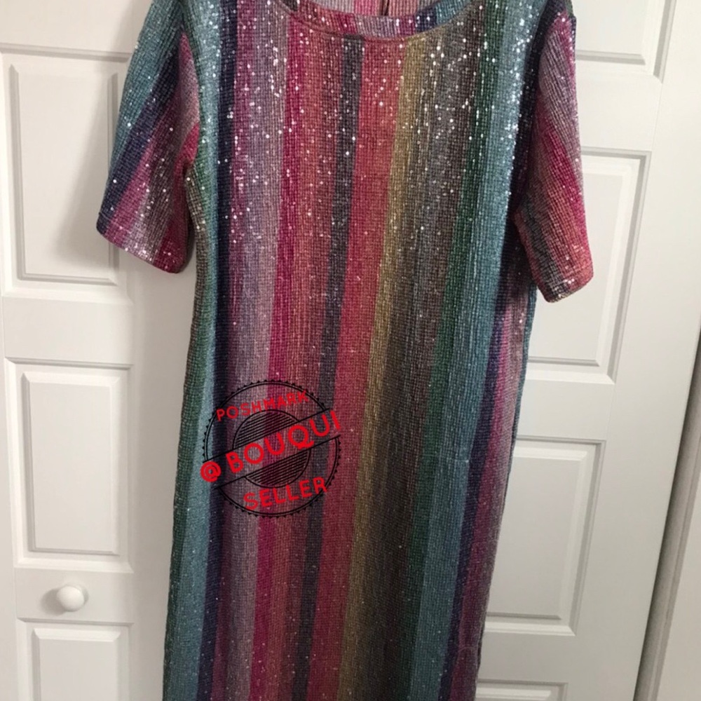 BLOGGERS FAV ZARA RAINBOW SEQUINS DRESS - Picture 2 of 8
